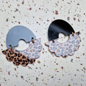 Boucles d'oreilles - Retro vibes noir et leopard