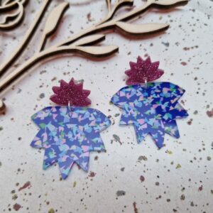 Boucles d'oreilles - Spiky (terrazzo bleu)