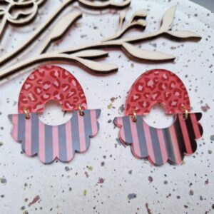 Boucles d'oreilles - Retro vibes (stripes and coral)
