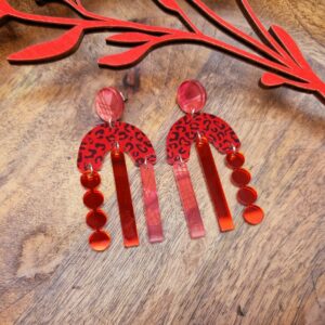 Boucles d'oreilles - Arches géométriques rouges